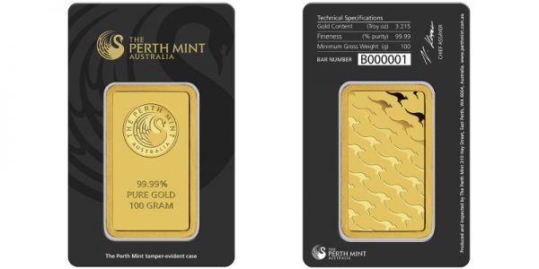 Sztabka 100g Perth Mint, Australia